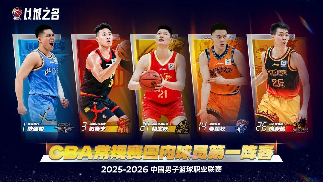 25-26赛季CBA常规赛最佳阵容出炉